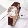 Relógios de Wristwatches Ladies Belt observa Women Digital Leaf Padrão Relógio de Moda Relógio Montre Femme DropShiping