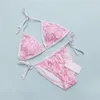 Nieuwe sexy bikini dames subsysteem met roze verzameld zwempak