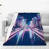 Blankets Neon City Decorative Sofa For Winter Couch Throw Blanket Nordic Bedspread On The Bed Fluffy Soft Fleece Boho Custom Nap