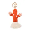 Macrame Cactus keychain لـ Lanyard Keys Accessories Boho Key Chain/Keyring - جنوب غرب النبات الأخضر العصاري