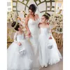 BABYONLINE Long Sleeve White Ivory Flower Girl Dresses for Wedding Guest Child Kids Bridesmaid Lace Floral Tulle Skirt Ball Gown