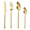 Ensembles de vaisselle Couvreries Ensemble en acier inoxydable Gol Couteaux Dessert Forks Caxe Caxe Cuisine Vole du lave-vaisselle Cadeau