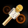 Microfones Home Hotel BluetoothCompatible Microphone Professional USB Laddningsvolymjustering Karaoke Player Mic Gold