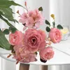 Decorative Flowers Maintenance-free Peony Realistic Rose Pink Artificial Vintage Style Non-fading Uv-resistant For Wedding