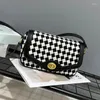 Сумки на плечах Houndstooth Bag 2024 Женский INS Messenger осень/зимний квадрат с двойным использованием