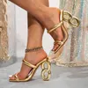 Buty sukienki damskie metalowe specjalne sandały na wysokim obcasie moda kwadratowy otwarty stóp do sukienki pompki stylowe na piętach