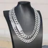 15mm 18mm 20mm Good Quality Silver 925 Iced Out Three Rows Moissanite Diamond Trendy Cuban Link Chain Necklace