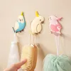 Hooks Parrot Key Holder Rangement Crochet Mignon Cartoon Bird Design Adhesive Colorful Home Decorative