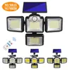 LED Solar Lights 192 198 COB Outdoor -Bewegungssensor 4 Köpfe 3 Modi Gartenwand Lampe IP67 wasserdichtes Landschaftssicherheitsbeleuchtung6593542