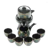 Чайные наборы каменной мельницы полуавтоматический чайный набор керамический ретро -золотодустр печатный чайник