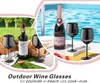Black Wine Glasses Set of 4 18oz Stainless Steel Unbreakable Portable Stemmed Metal Glass for Outdoor 240408