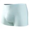 Cuecas finas shorts longos roupas íntimas de roupa de baixo masculina de seda esportiva fit slim slim com alta elasticidade de cor sólida