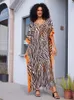 Casual Dresses Cozy Classy Snake Print V-neck Women Oversized Kaftan Bathing Suit Cover Up Lightweight Moo Dress Beach Wear Q1615