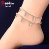 Bubble Letter Feet Jewelry for Women Tennis Chain Butterfly Anklets Real Gold Plated Hip Hop Justerable Charms 240408