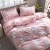 Set di biancheria da letto a letto di lino da letto fragole set di fascia alta comfort rosa carino ropa de cama 3/4 pc coppa copertura principessa