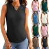 Tanks de réservoirs pour femmes pour femmes décontractées V cou sans manches coulées bouclées mignons tops camisole tee-shirt à la mode et simple