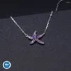 Kedjor Natural Amethyst Stone Necklace Starfish Pendant Jewelry 925 Sterling Silver for Women