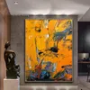 Grande dipinto ad olio astratto giallo su tela dipinto a forma di arancione arancione dipinto di tela astratto arte contemporanea moderna arte murale astratta per soggiorno decorazioni per la casa