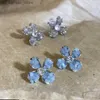 Charm Acrylic Zircon Crystal Flower Earrings Blue Natural Stone Gray Women Earring KPOP Jewelry Trendy Jewelry Gift240408LGHV