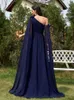 Robes de fête Lucyinlove Luxury Murffon Streater Navy Navy Night Robe Long 2024 Élégant demoiselle d'honneur Prom Arabia Flower Cocktail