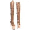 Dance Shoes Leecabe 20CM/8inches Patent Upper High Heel Platform Boots Closed Toe Over Knee Pole