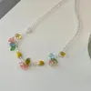 Pendant Necklaces Q0KE Bohemian Beaded Necklace Flower Colored Seed Bead High-Grade Crystal Summer Acrylic Jewelry