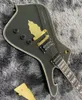Metal Siyah Elektrik Gitar Vücut Mahogani Binası Renk Donanımı Altın Kayanlar Renk Bloku8341834