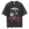 T-shirt da uomo Anime Thirt stampato a berserk nero 100% di cotone magliette lavate T-shirt retrò Y2K camicie a maniche corte estive top da streetwear 230413