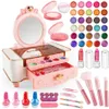 49 PCS DRESSER Kids Makeup Kit For Girls toalettbord Prinsessan Verklig tvättbar låtsas spela kosmetiska set leksaker med spegel non 240407