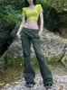 Женские джинсы модные брюки GRN для женского летняя ретро низкоклассные микроэлементы для мужских спортивных штанов Y240408 Y240408