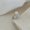 Cluster Rings S925 Sterling Silver Women Shell Pearl Open Ring Female Premium Minimalist Design Luxury Jewelry Gift Lady Party Banquet