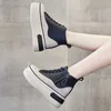 HBP Non-Brand Droshipping Custom High Top Leather Shoes for Women Leisure Ladies Casual Style Chunky Platform Sneakers