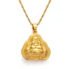 Anniyo Buddhist Guanyin Pendant Naszyjnik Złoto Plane Chiński Ozdoba Maitreya Buddha Amulet Hinduizm #020107