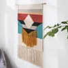 Arazzi Decorimento domestico Decormento Macrame muro appeso Arazzo in cotone Batton Tassel fatta a mano in tessuto bohémien geometrico sfondo di sfondo