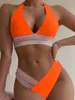 Frauen Badebekleidung Halfter hochgeschnittener Bikini 2024 Badeanzug Frauen gepolstert weibliche Badegäste baden Schwimmanzug Strandbekleidung