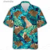 Camisas casuais masculinas Capybara Animal Hawaiian Shirt Mens Summer Summer Short Shirt Shirt Fashion Flower Hawaiian Shirt Flip Collar Aloha YQ240408