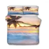 Bedding Sets Print Hawaiian Scenery Set Sea Wave Sunrise Duvet Cover With Pillowcase Microfiber Fabric Dekbed Overtrek Bed