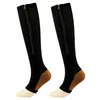 Compression de chaussettes pour femmes avec une fermeture à glissière High High 15-20 MMHg Open Toe Support Sock pour les hommes