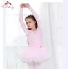 Blue Winter Langarmes Mädchen Ballett Lotard Tutu Kleid Spitze Tanzkleidung geschwollener Rock für Kinder 240325