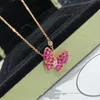 Norma designer originale di alta qualità 1to1 Vancelf Vancelf Full Diamond Butterfly Collana Womens 18K rosa in oro rosa in oro rosa diamante verde verde donna senior designer designer gioielli