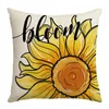 Pillow Summer Floral Cover 45X45cm Letter Daisy Linen Living Room Decorative Sofa Throw Print Pillowcase