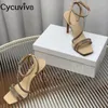 Sandals Square Open Toe Crystal Women Narrow Band Leather Dress Shoes For Summer High Heel Ankle Strap Gladiator
