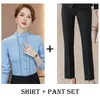 Women's Blouses 2024 2 Piece Women Shirts And Pant Sets Office Ladies Work Female White Blouse & Tops OL Styles