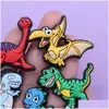 المجوهرات بالجملة 100pcs حيوانات PVC Dinosaur حديقة الحذاء ديكورات مشبك للأطفال