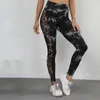 Leggings voor dames naadloos Tie Dye Sexy Hollow Out Women Gym High Taille Hip Lifting Fashion Training Running Yoga Pantys