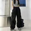 Женские джинсы Hip Hop Женские товары товаров, нижнее белье, полностью сопоставленное в штаны Y2K, корейские эластичные талию спортивные брюки женские брюки Y240408