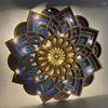 Wall Lamp Mandala Yoga Room Night Light LED Multilayer Laser Cutting Engraving Elegant Wooden Hanging