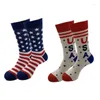 Chaussettes masculines 2 paires de stripos de personnalité de style drapeau américain Star Letters Star USA Jacquard Stockings