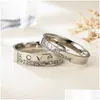 Alyanslar Paslanmaz Çelik Çift Nişan Kadınlar İçin Erkekler Kristal I Love You Ring Promise Designer Mücevher Hediye Deliği Del Dhgarden Dhp4n