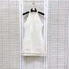 Vestidos casuais elegantes colarinho coreano de colarinho branco trez de casamento pendurado pescoço de pescoço magro fino sem mangas e noite mini vestido